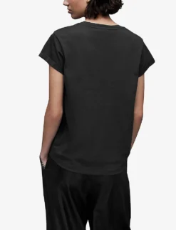 AllSaints Anna Trinity Graphic-print Short-sleeve Organic-cotton T-shirt -Reiss Shop R04134785 WASHEDBLACK ALT03