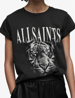 AllSaints Anna Trinity Graphic-print Short-sleeve Organic-cotton T-shirt -Reiss Shop R04134785 WASHEDBLACK ALT04