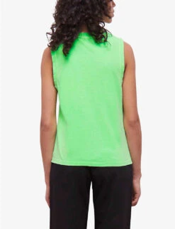 THE KOOPLES Embroidered-logo Sleeveless Cotton T-shirt -Reiss Shop R04135417 GRN76 ALT03