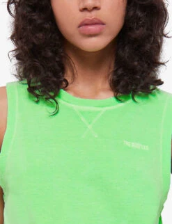 THE KOOPLES Embroidered-logo Sleeveless Cotton T-shirt -Reiss Shop R04135417 GRN76 ALT04