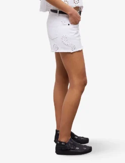 THE KOOPLES Embroidered Cut-off Denim Shorts -Reiss Shop R04135421 WHI01 ALT02