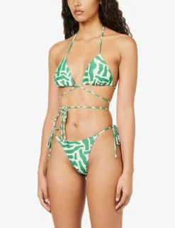 Faithfull The Brand Marzia Abstract-print Stretch-recycled Polyamide Bikini Top -Reiss Shop R04135572 TULLIPRINTGREEN ALT02