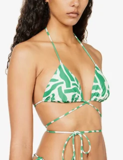 Faithfull The Brand Marzia Abstract-print Stretch-recycled Polyamide Bikini Top -Reiss Shop R04135572 TULLIPRINTGREEN ALT04