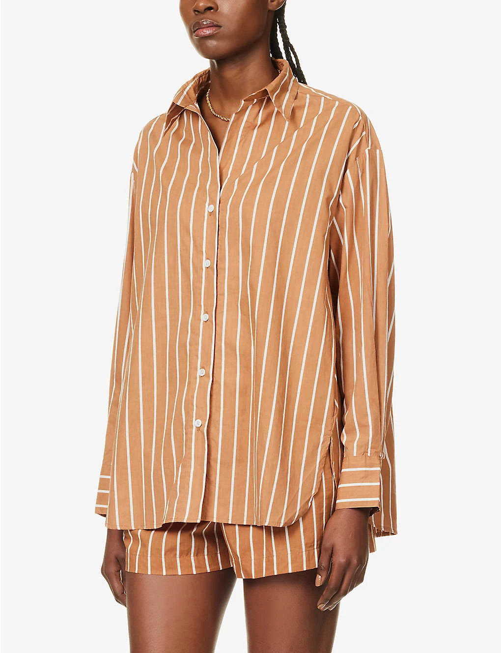 Faithfull The Brand Daija Striped Split-sides Cotton Shirt 3 Faithfull The Brand Daija Striped Split-sides Cotton Shirt - Image 3