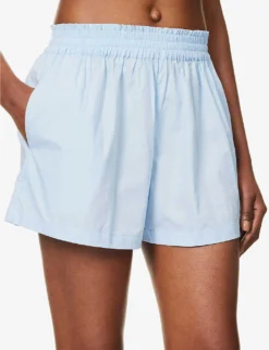 Faithfull The Brand Elva High-rise Cotton-poplin Shorts -Reiss Shop R04135577 CORNFLOWERBLUE ALT04