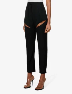 Alexander McQueen Sliced Tapered-leg Mid-rise Wool Trousers -Reiss Shop R04136236 BLACK ALT02