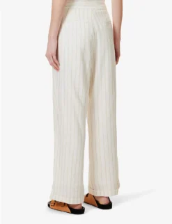 Paige Kennie Stripe-pattern Linen-blend Trousers -Reiss Shop R04136642 AFTERGLOWGOLD ALT03