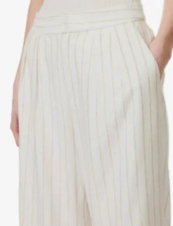 Paige Kennie Stripe-pattern Linen-blend Trousers -Reiss Shop R04136642 AFTERGLOWGOLD ALT04