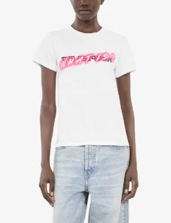 THE KOOPLES 'What Is?' Logo-print Cotton-jersey T-shirt -Reiss Shop R04137041 WHI01 ALT02