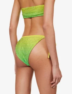 SELF PORTRAIT Crystal-embellished Gradient-pattern Bikini Bottoms -Reiss Shop R04137718 GREEN ALT03