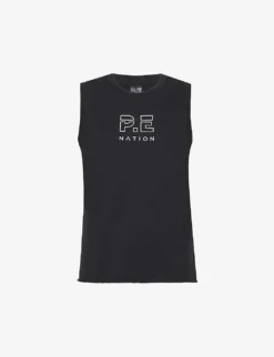 P.E NATION Shuffle Brand-print Organic-cotton Tank Top