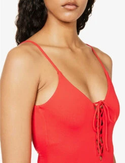 Melissa Odabash Nerano Lace-up Swimsuit 9 Melissa Odabash Nerano Lace-up Swimsuit -Reiss Shop R04139928 RED ALT04
