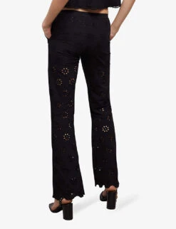 THE KOOPLES Broderie Anglaise Scalloped-hem Cotton Trousers 7 THE KOOPLES Broderie Anglaise Scalloped-hem Cotton Trousers -Reiss Shop R04140771 BLA01 ALT03
