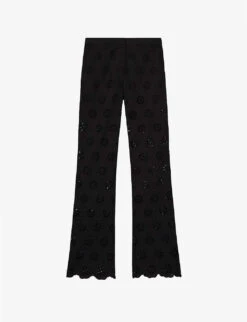 THE KOOPLES Broderie Anglaise Scalloped-hem Cotton Trousers