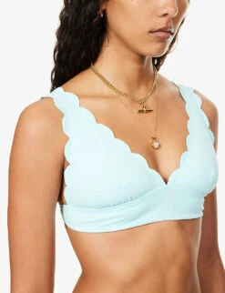 Marysia Santa Clara Scalloped-trim Bikini Top -Reiss Shop R04140984 AZURE ALT04