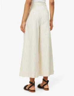 ME AND EM Pinstripe Mid-rise Wide-leg Woven Trousers -Reiss Shop R04141800 CREAMBLACK ALT03