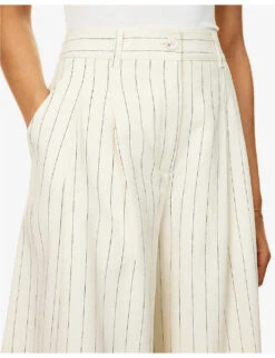ME AND EM Pinstripe Mid-rise Wide-leg Woven Trousers -Reiss Shop R04141800 CREAMBLACK ALT04