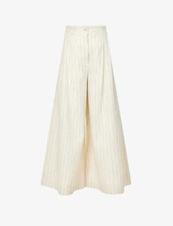 ME AND EM Pinstripe Mid-rise Wide-leg Woven Trousers