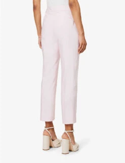 ME AND EM Textured-weave Straight-fit Mid-rise Stretch-woven Blend Trousers -Reiss Shop R04141804 CANDYFLOSSPINK ALT03