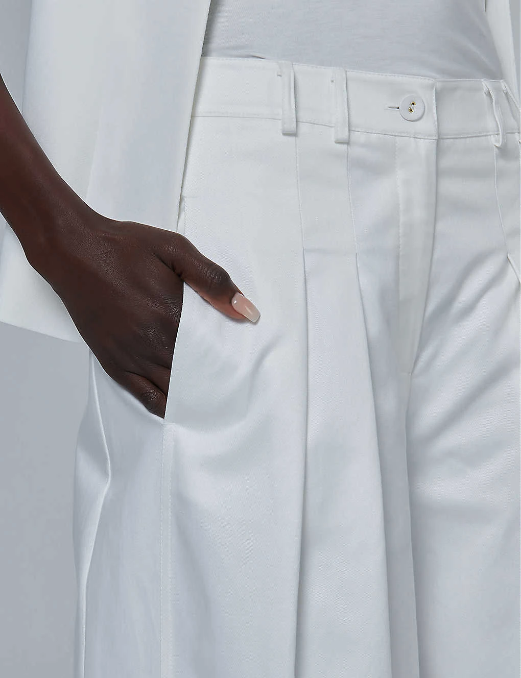 Pleated Wide-leg Cotton-blend Trousers 4 Pleated Wide-leg Cotton-blend Trousers - Image 4