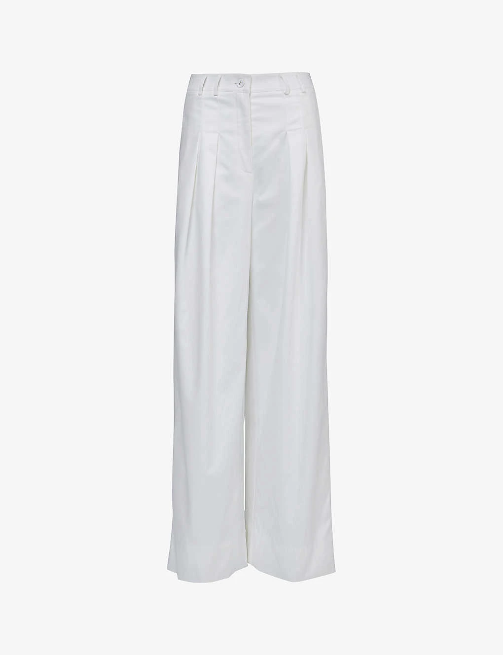 Pleated Wide-leg Cotton-blend Trousers 1 Pleated Wide-leg Cotton-blend Trousers
