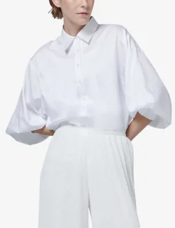 Balloon-sleeve Oversized-fit Woven Shirt -Reiss Shop R04141927 OFFWHITE ALT02