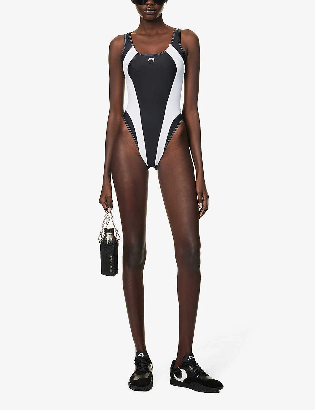 Marine Serre Logo-embossed Panelled Swimsuit 2 Marine Serre Logo-embossed Panelled Swimsuit - Image 2