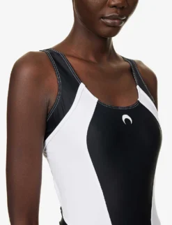 Marine Serre Logo-embossed Panelled Swimsuit 10 Marine Serre Logo-embossed Panelled Swimsuit -Reiss Shop R04142127 BLACK ALT04