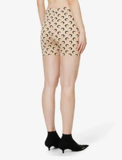 Marine Serre Moon-print Slim-fit Stretch-recycled Polyamide Shorts -Reiss Shop R04142135 BLACKONTAN ALT03