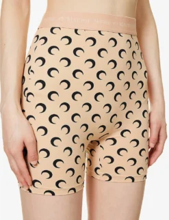 Marine Serre Moon-print Slim-fit Stretch-recycled Polyamide Shorts -Reiss Shop R04142135 BLACKONTAN ALT04