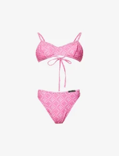 Marine Serre Moon Graphic-print Recycled-polyamide Bikini Set