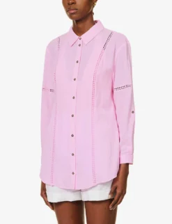 Sicily Braided-trim Cotton Shirt -Reiss Shop R04142194 PNKPNK ALT02