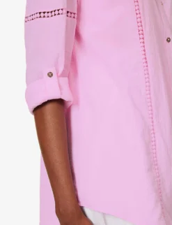 Sicily Braided-trim Cotton Shirt -Reiss Shop R04142194 PNKPNK ALT04