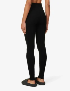 ESSENTIALS Sport Straight-leg High-rise Knitted Leggings 8 ESSENTIALS Sport Straight-leg High-rise Knitted Leggings -Reiss Shop R04142432 JETBLACK ALT03