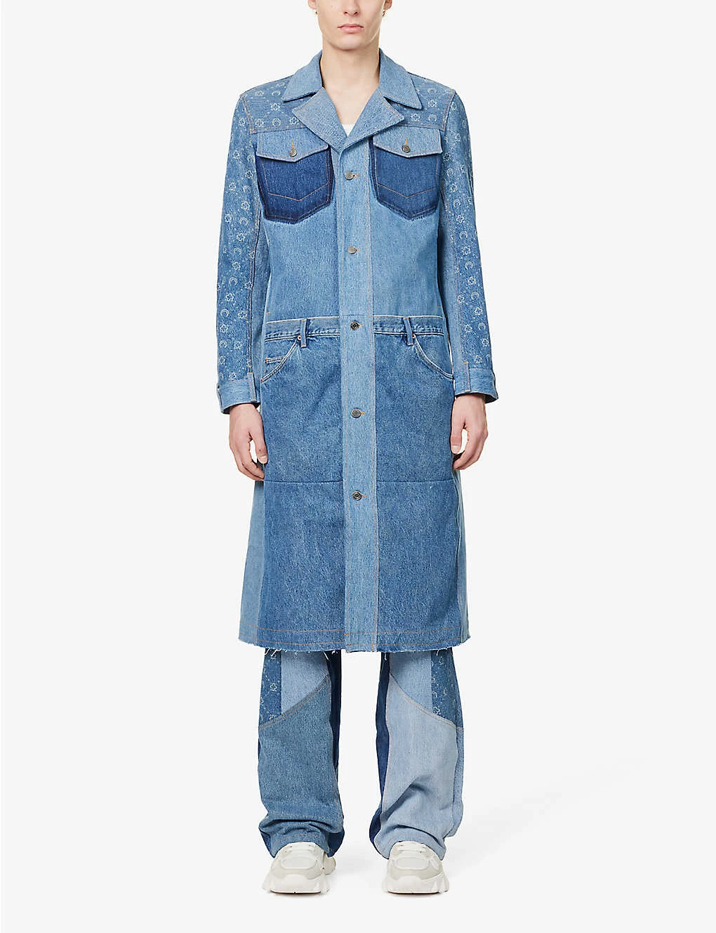 Marine Serre Pardessus Contrast-panel Regular-fit Denim Jacket 3 Marine Serre Pardessus Contrast-panel Regular-fit Denim Jacket - Image 3