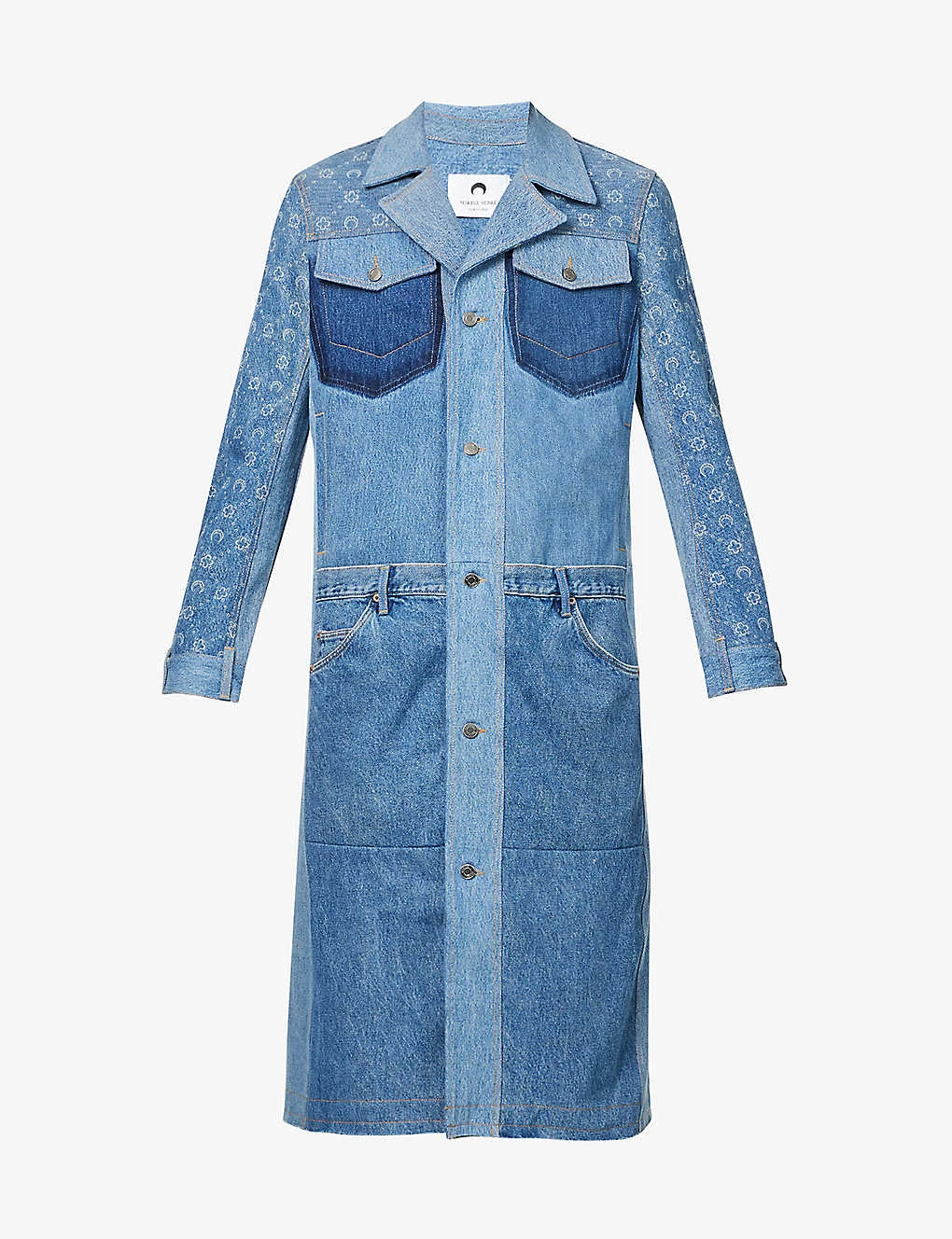 Marine Serre Pardessus Contrast-panel Regular-fit Denim Jacket 1 Marine Serre Pardessus Contrast-panel Regular-fit Denim Jacket