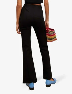 Maje Pomelo Flared Mid-rise Stretch-woven Trousers -Reiss Shop R04144332 NOIRGRIS ALT03