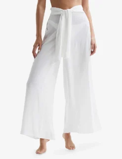 Reiss Gemma Split-sides Wide-leg High-rise Woven Trousers 7 Reiss Gemma Split-sides Wide-leg High-rise Woven Trousers -Reiss Shop R04144336 WHITE ALT02