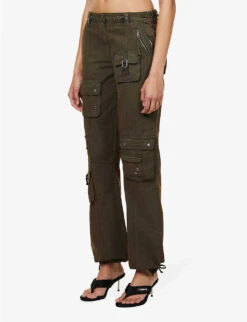 Jaded London Cargo Drawstring-hem Low-rise Straight-leg Cotton Trousers -Reiss Shop R04145883 KHAKI ALT02