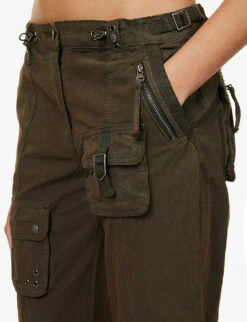 Jaded London Cargo Drawstring-hem Low-rise Straight-leg Cotton Trousers -Reiss Shop R04145883 KHAKI ALT04