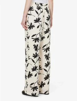 ANINE BING Owen Floral-print Wide-leg Mid-rise Woven Trousers -Reiss Shop R04146360 IVORYDAISYPRINT ALT03