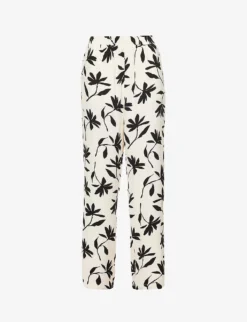 ANINE BING Owen Floral-print Wide-leg Mid-rise Woven Trousers