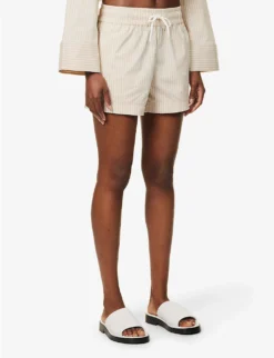 FRAME Drawstring Striped Cotton-blend Shorts -Reiss Shop R04146400 SANDMULTI ALT02