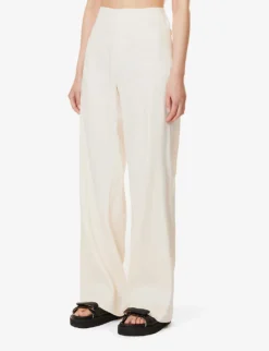 FRAME Straight-leg High-rise Stretch-linen Blend Trousers -Reiss Shop R04146417 OFFWHITE ALT02