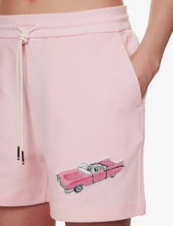 Car-appliquéd Mid-rise Cotton Shorts -Reiss Shop R04147508 LTPINK ALT04