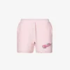 Car-appliquéd Mid-rise Cotton Shorts