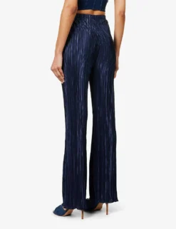 GOOD AMERICAN Always Fits Pleated Wide-leg High-rise Woven Trousers -Reiss Shop R04147929 BLUERINSE ALT04