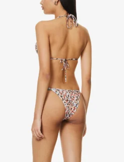 Gold Palm Nelly Triangle Bikini Top -Reiss Shop R04148241 MULTI ALT02