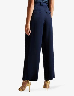 Ted Baker Jemmiah Belted Wide-leg Mid-rise Woven Trousers 5 Ted Baker Jemmiah Belted Wide-leg Mid-rise Woven Trousers -Reiss Shop R04148767 DKNAVY ALT02