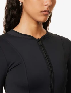 GOOD AMERICAN Compression Long-sleeved Stretch-woven Bodysuit -Reiss Shop R04148929 BLACK001 ALT04